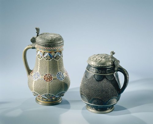Jug with chip carving and flowers by anonymous