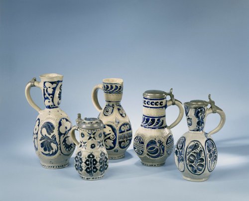 Jug with bird and stylized flowers in medallions by anonymous