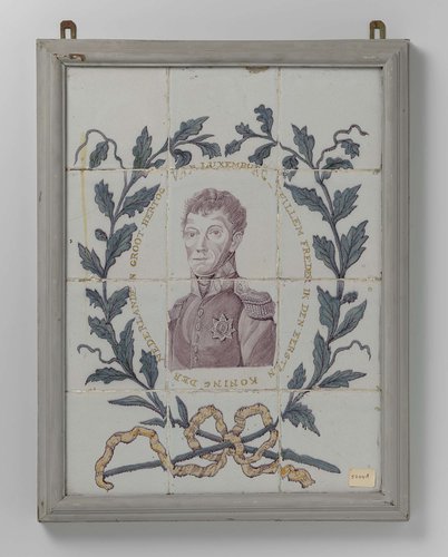 Tegeltableau met portret Willem I met opschrift: WILLEM FREDERIK DEN EERSTEN KONING etc. by anonymous