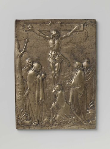 Jezus aan het kruis met Maria, Maria Magdalena en Johannes