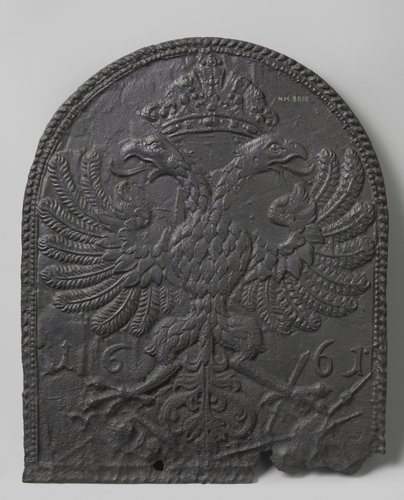 Haardplaat met gekroonde dubbelkoppige adelaar by anonymous