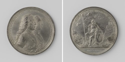 Christiaan IV en Frederik, paltsgraven van de Rijn, hertogen van Beieren verlaten de Hogeschool te Leiden