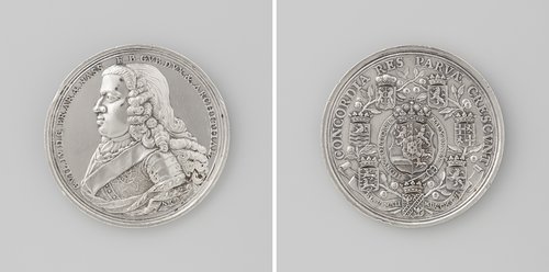 Verheffing van de prins van Oranje tot stadhouder by Nicolaas van Swinderen