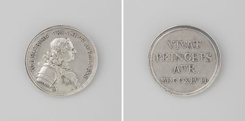 Verheffing van de prins van Oranje tot stadhouder by Martinus Holtzhey
