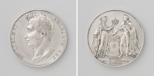 Inhuldiging van Willem I Frederik als koning der Nederlanden te Brussel by Joseph Pierre Braemt