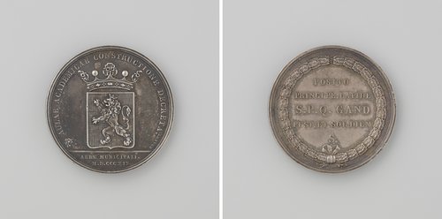 Eerste steen van het Akademiegebouw te Gent gelegd by Joseph Pierre Braemt