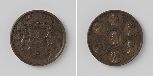 Koninklijke familie, penning aangeboden door Auguste Francois Michaut