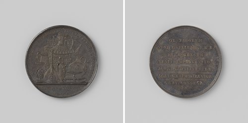 Bezoek van Willem I Frederik, koning der Nederlanden aan het oudheidkundig kabinet van J. d'Huyvetter te Gent, penning geslagen op last van d'Huyvetter