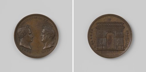 Voltooiing van de Arc de Triomphe te Parijs, ter ere van Lodewijk Filips, koning der Fransen en Napoleon I Bonaparte, keizer der Fransen