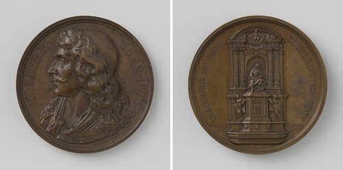 Oprichting van een standbeeld voor Moliere, door Louis Visconti