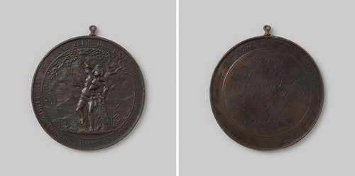 Nationaal Concours van de handboogschutterij der Societeit de Unie te's-Hertogenbosch, penning uitgereikt als derde prijs aan de handboogschutterij Allianced'Union