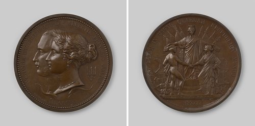 Opening van de internationale tentoonstelling van industrie in het Crystal Palace te Londen, ter ere van Victoria, koningin van Groot-Britannië en Albert, prins van Saksen-Coburg-Gotha