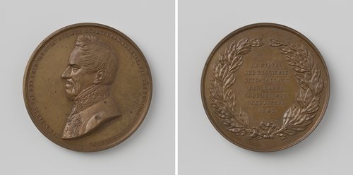 Johan Adriaan, baron van der Heim van Duijvendijke, penning door de Staten van Zuid-Holland aan hun voormalige voorzitter vereerd