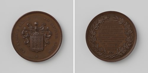 H.W. Roelants, luitenant-kolonel der schutterij, penning aangeboden door de onderofficieren en korporaals ter ere van zijn vijftigjarig jubileum