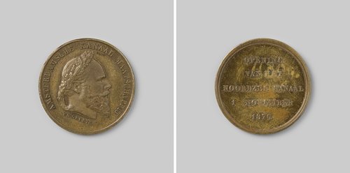 Opening van het Noordzeekanaal, ter ere van Willem III, koning der Nederlanden, penning geslagen op last van de Amsterdamsche Kanaal Maatschappij