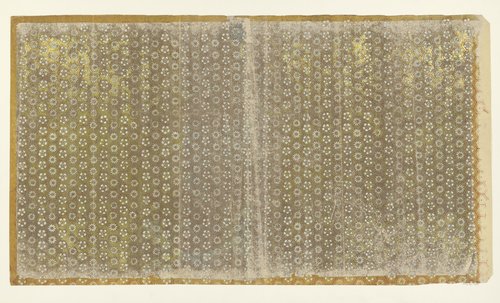 Blad met rasterpatroon van zeshoeken gevuld met bloemmotieven (één van zes identieke bladen) by anonymous