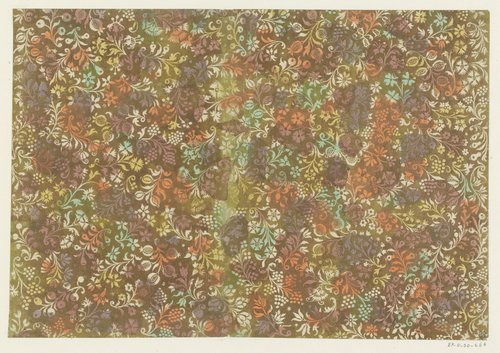 Blad met ranken met bloemen en vruchten