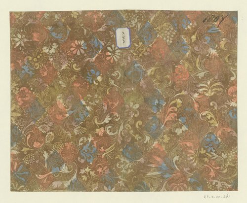 Blad met bloemen en vruchten by anonymous
