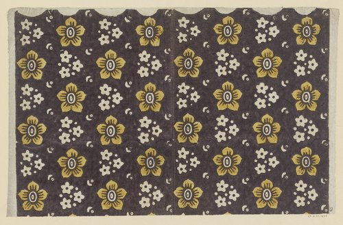 Blad met alternerend strooipatroon van uitgespaarde bloemen by anonymous