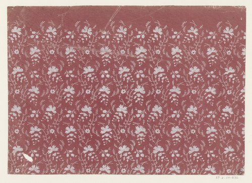 Blad met strooipatroon van bloemen en takjes by anonymous