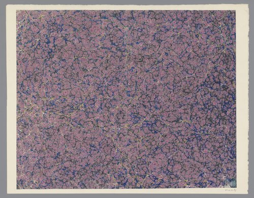 Ringkiezelmarmer in roze, blauw, geel en zwart by anonymous