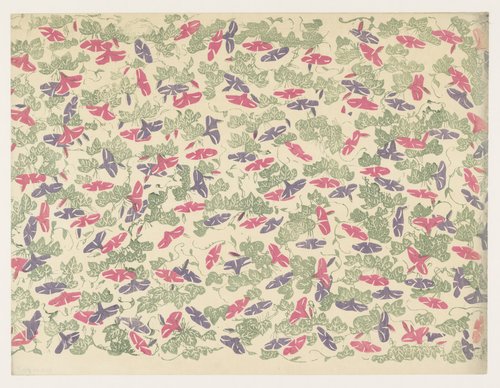 Patroon van bladranken en bloemen van de winde by anonymous