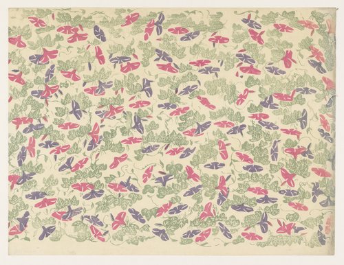 Patroon van bladranken en bloemen van de winde by anonymous
