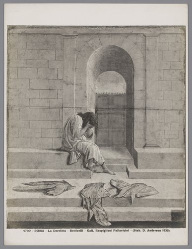 Fotoreproductie van het schilderij La Derelitta door Sandro Botticelli