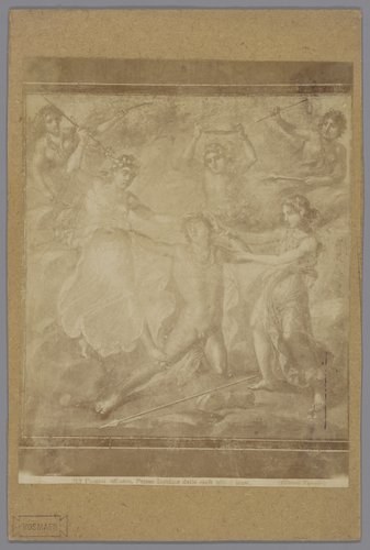 Fotoreproductie van een fresco van de verscheuring van Pentheus door Agauè en Ino in het Casa dei Vettii in Pompeï by anonymous