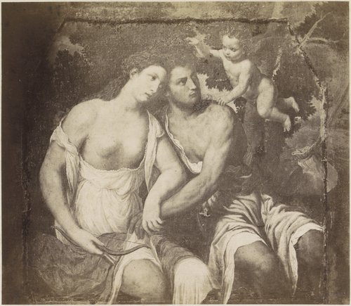 Fotoreproductie van het schilderij Venus en Adonis naar Paris Bordone by anonymous