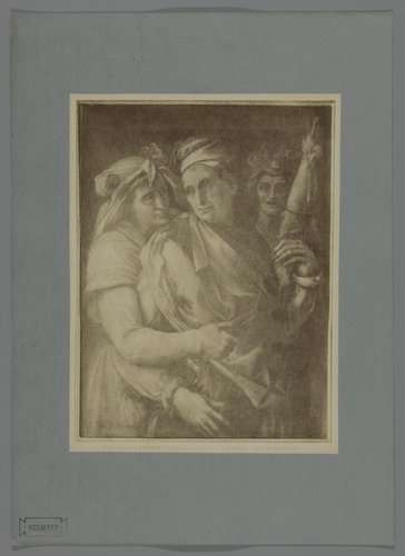 Fotoreproductie van schilderij Le Tre Parche door Rosso Fiorentino in de Galleria Palatina te Florence, Italië
