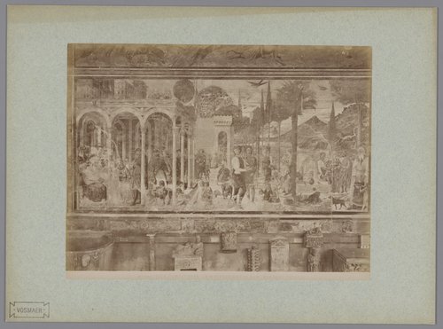 Fotoreproductie van het fresco De vervloeking van Cham naar Benozzo Gozzoli in het Camposanto te Pisa by Fratelli Alinari