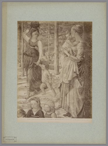 Fotoreproductie van een detail van het fresco De vervloeking van Cham naar Benozzo Gozzoli in het Camposanto te Pisa, Italië