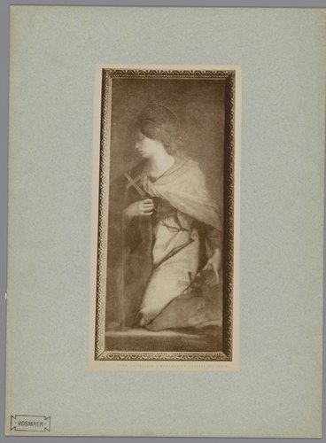 Fotoreproductie vaneen schilderij van Margaretha van Antiochië naar Andrea del Sarto in de kathedraal van Pisa, Italië by Fratelli Alinari