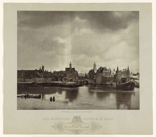 Fotoreproductie van schilderij Gezicht op Delft door Johannes Vermeer