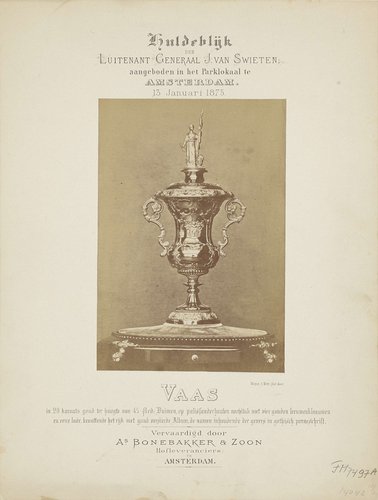 Huldeblijk den Luitenant Generaal J. van Swieten: aangeboden in het Parklokaal te Amsterdam. 13 Januari 1875