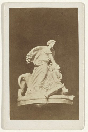 Vier foto's van het ontwerp voor een monument voor de slag bij Heiligerlee