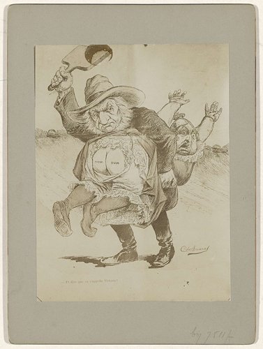 Fotoreproductie van een spotprent op koningin Victoria, ca. 1900 by anonymous