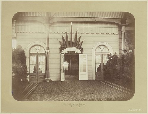 Station Rijnspoor bij vertrek, 1879