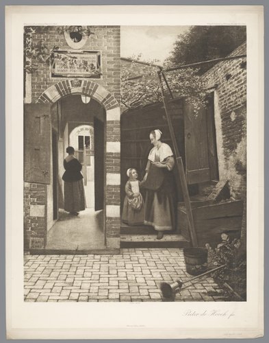 Fotoreproductie van schilderij De binnenplaats van een huis in Delft door Pieter de Hooch by anonymous