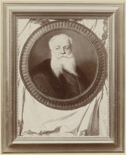 Fotoreproductie van een geschilderd portret van de beeldhouwer Arthur du Passage