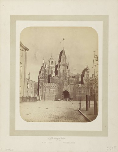 Poort, tijdelijk opgetrokken op het Jonas Daniël Meyerplein te Amsterdam, ca. 1875