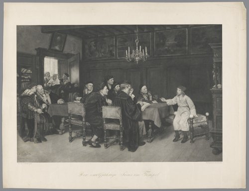 Fotoreproductie van schilderij Der zwölfjährige Jesus im Tempel [De twaalfjarige Jezus in de tempel] door Ed. von Gebhardt by Bruckmann