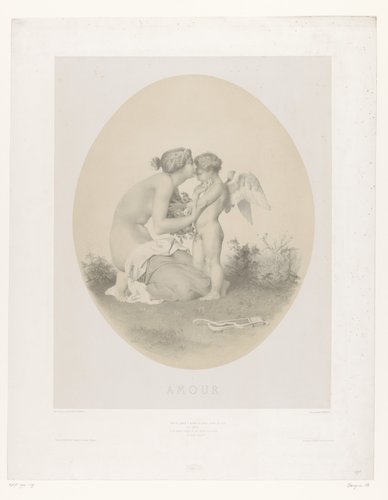 Venus kust Cupido met bloemen