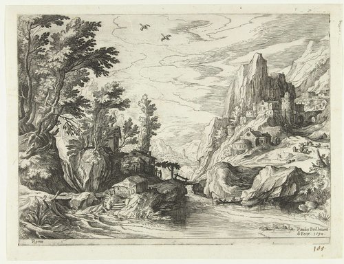 Rivierlandschap in Campania met stad op rotsen