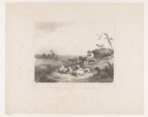 Heuvellandschap met herder en kudde