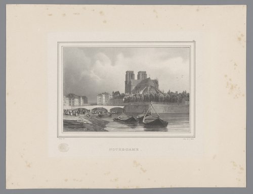 Zicht op de Notre-Dame van Parijs vanaf de Seine by Isodore-Laurent Deroy