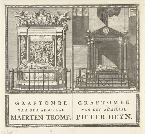 Graftomben van admiralen Maarten Harpertsz. Tromp en Piet Hein in Oude Kerk te Delft
