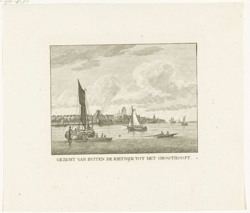 Gezicht over Merwede vanaf Riedijk op Groothoofd te Dordrecht