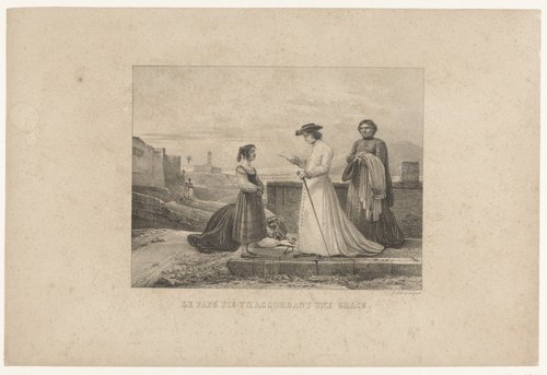 Paus Pius VII verleent gratie aan een meisje by Jean Paul Alaux